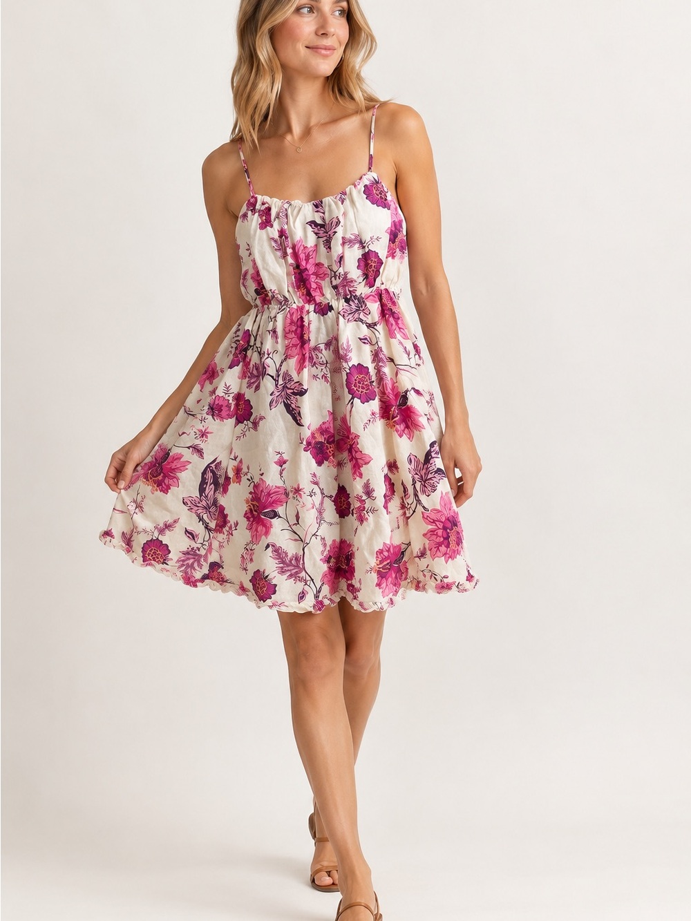 A Loves A Floral Spaghetti Strap Fit & Flare Dress Size Medium